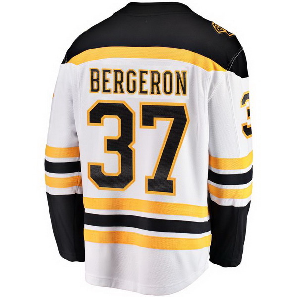 Patrice Bergeron Away #37 White Men's Hockey Jersey