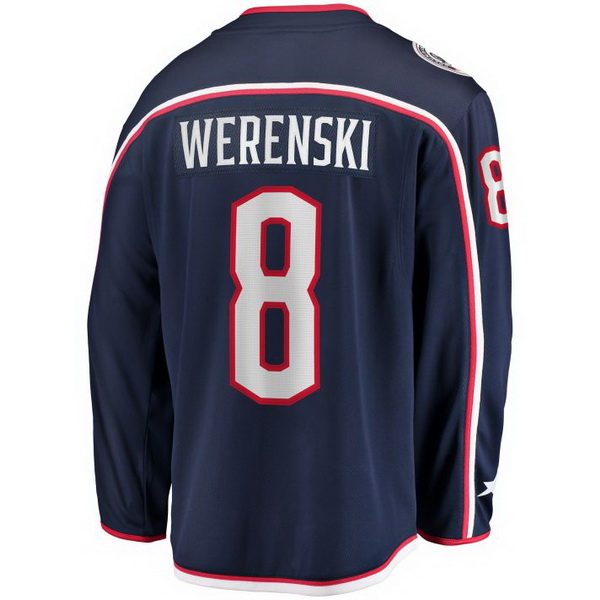 Zach Werenski Home #8 Navy Men's Hockey Jersey