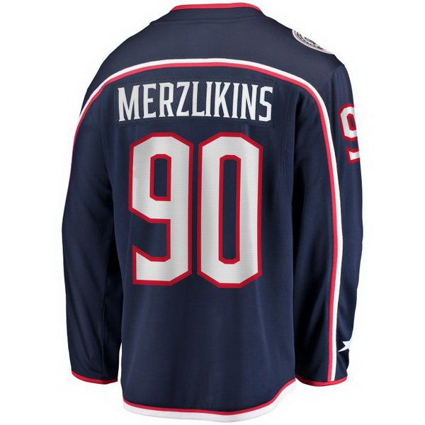 Elvis Merzlikins Home #90 Navy Men's Hockey Jersey