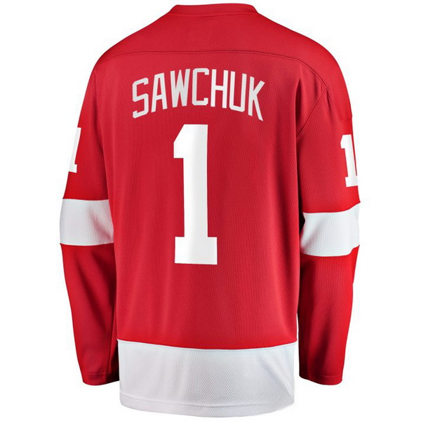 Terry Sawchuk Home #1 Red Men's Vintage Hockey Jersey