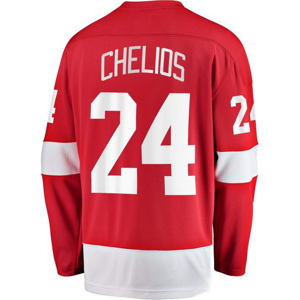 Chris Chelios Home #24 Red Men's Vintage Hockey Jersey