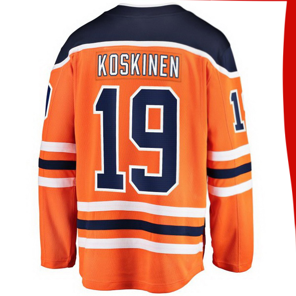 Mikko Koskinen Home #19 Orange Men's Hockey Jersey