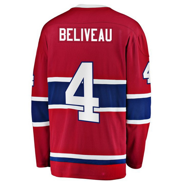 Jean Beliveau Home #4 Red Men's Vintage Hockey Jersey