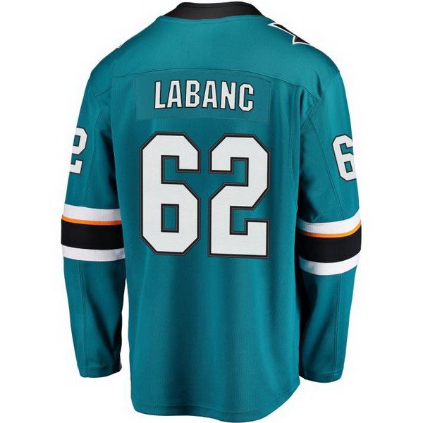 Kevin Labanc Home #62 Teal Men's Hockey Jersey