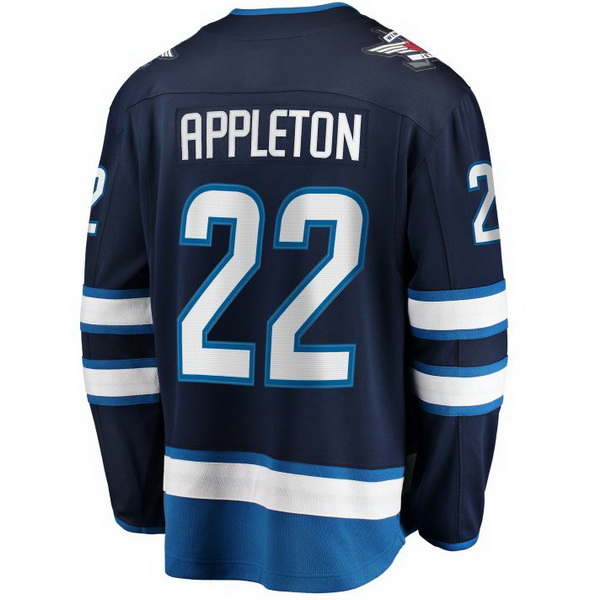 Mason Appleton Home #22 Navy Blue Men's Hockey Jersey