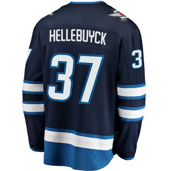 Connor Hellebuyck Home #37 Navy Blue Men's Hockey Jersey