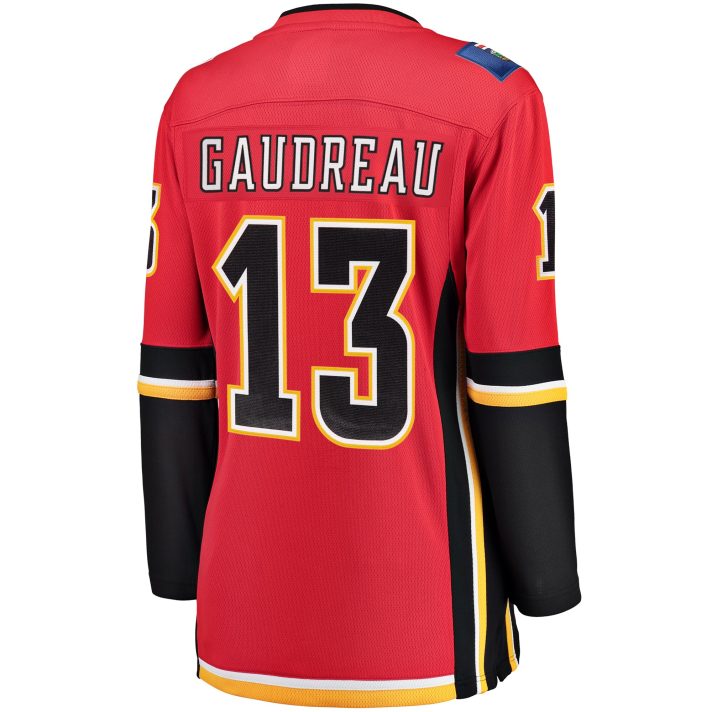 Johnny Gaudreau Home #13 Red/Black Women's Hockey Jersey