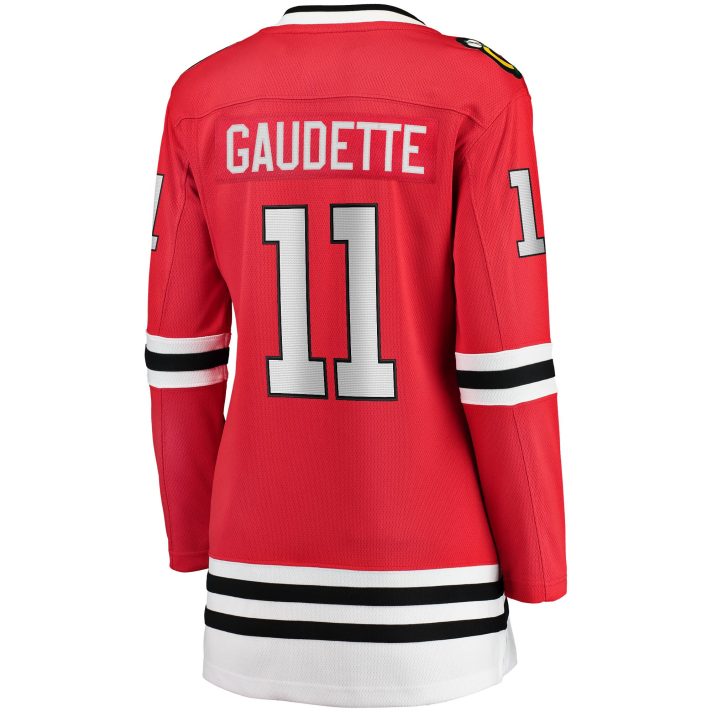 Adam Gaudette Home #11 Red Women's Hockey Jersey