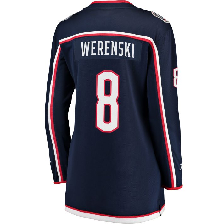 Zach Werenski Home #8 Navy Women's Hockey Jersey