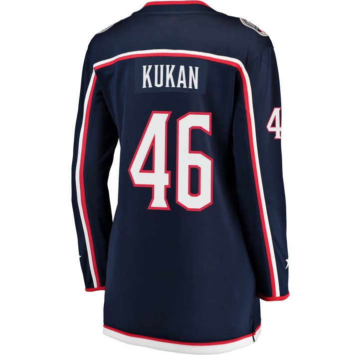 Dean Kukan Home #46 Navy Women's Hockey Jersey