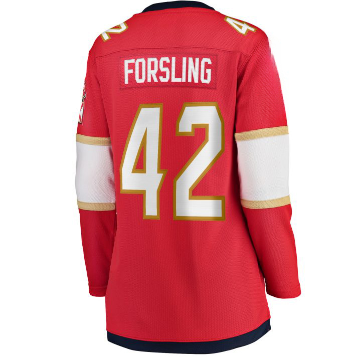 Gustav Forsling Home #42 Red Women's Hockey Jersey